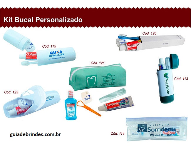   kit bucal personalizado  fio dental  antisséptico bucal  higienizador lingual  escova dental   creme dental 