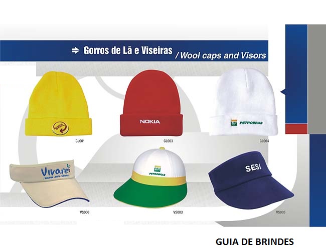   viseira e gorros de l